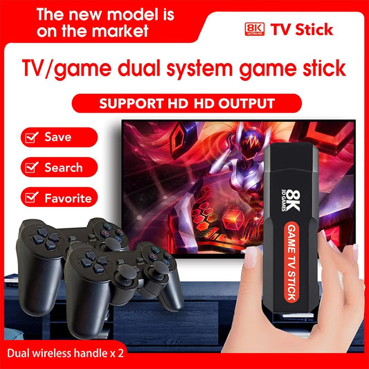 Q9 Game TV Stick 8K HDR Android + 30,000 Juegos Retro y Streaming